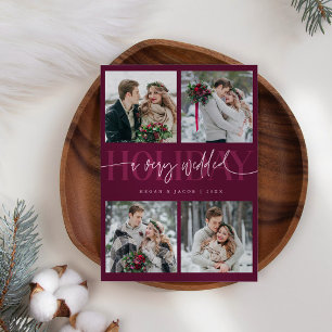 Tarjeta Festiva Festividad muy casada Cranberry multifoto recién c