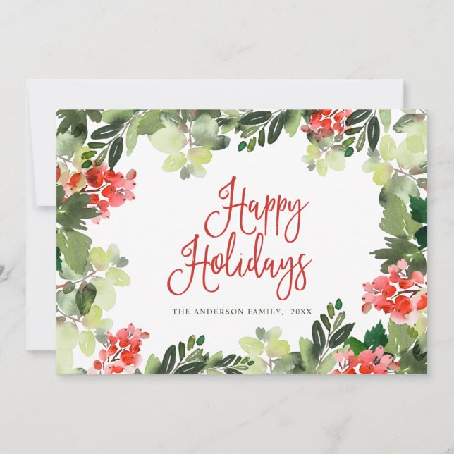 Tarjeta Festiva Festividad Navidades de Holly Berry saludan (Anverso)