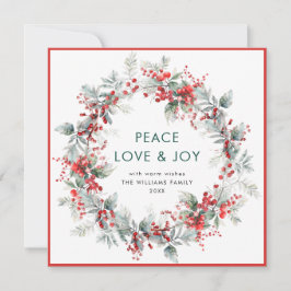 Tarjeta Festiva Festividad Navidades de Holly Berry Wreath Modern