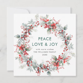 Tarjeta Festiva Festividad Navidades de Holly Berry Wreath Modern