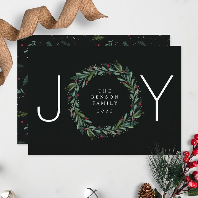 Tarjeta Festiva Festividad Navidades de JOY Wreath deja Berries (Subido por el creador)