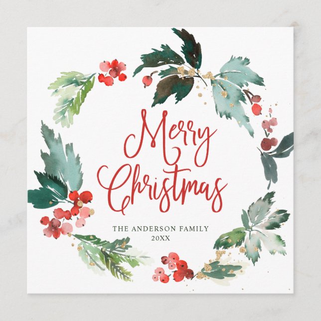 Tarjeta Festiva Festividad Navidades de la guirnalda Holly Berry s (Anverso)