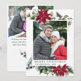 Tarjeta Festiva Festividad Navidades de la Poinsettia Roja saludan