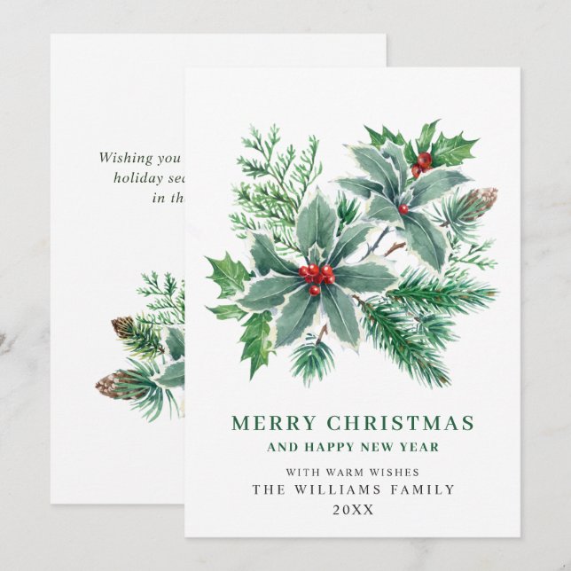 Tarjeta Festiva Festividad Navidades de la sucursal de Holly Berry (Anverso / Reverso)