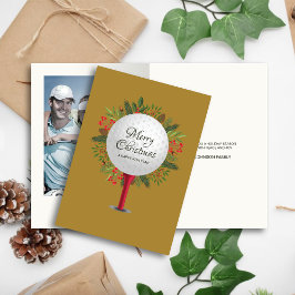 Tarjeta Festiva Festividad Navidades de Tee Shot de Golf Fotografí