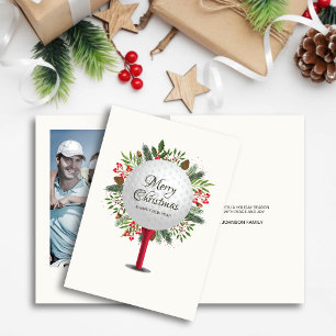 Tarjeta Festiva Festividad Navidades de Tee Shot de Golf Fotografí