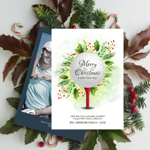Tarjeta Festiva Festividad Navidades de Tee Shot de Golf Fotografí