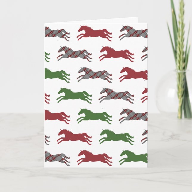 Tarjeta Festiva Festividad Navidades del patrón de caballo rallado (Anverso)