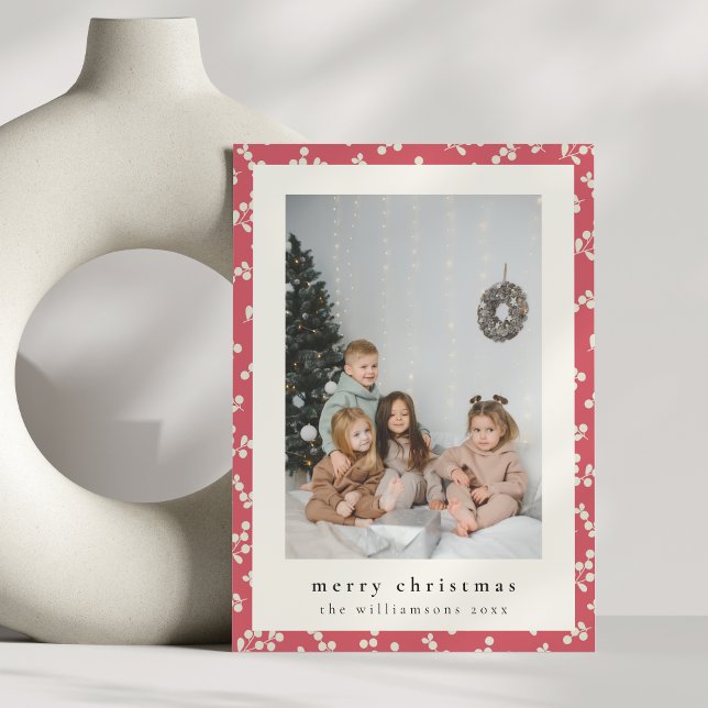 Tarjeta Festiva Festividad Navidades simples de fotos florales roj (Subido por el creador)