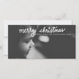 Tarjeta Festiva Festividad navideña blanca manuscrita