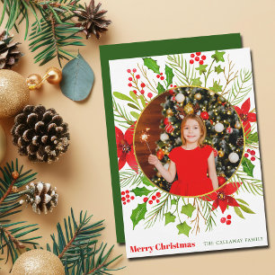 Tarjeta Festiva Festividad navideña Festividad Roja Foto de niños 