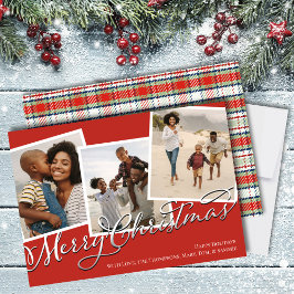 Tarjeta Festiva Festividad navideña multifoto rojo de festividad