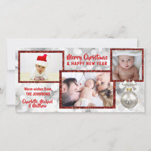 Tarjeta Festiva Festividad personalizada de Navidades blancos rojo