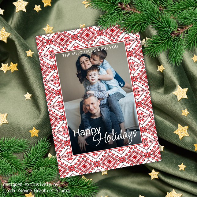 Tarjeta Festiva Festividad Red Black Classic Feria Nórdica Isle Mo (Subido por el creador)