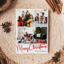 Tarjeta Festiva Festividad Red Scrip Vertical 3 Navidades de fotog