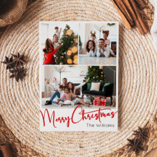 Tarjeta Festiva Festividad Red Scrip Vertical 3 Navidades de fotog