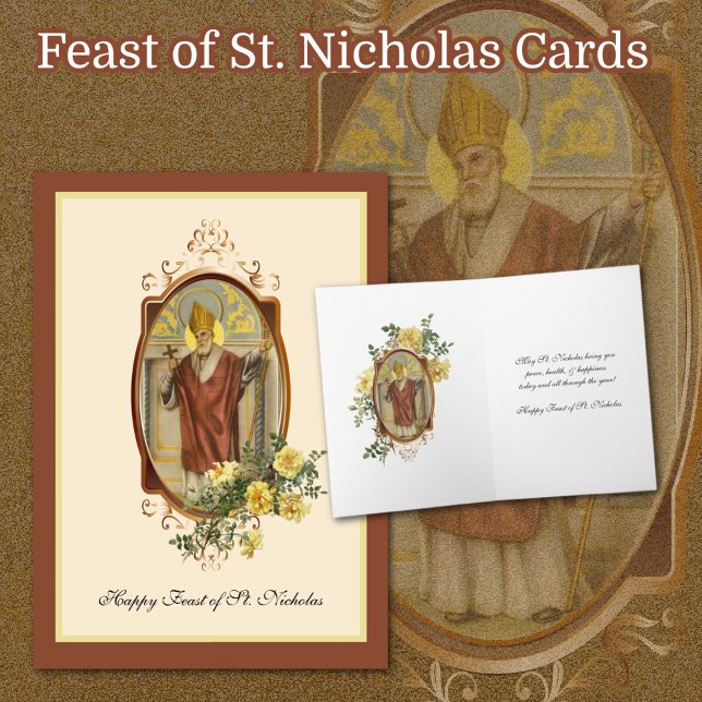 Tarjeta Festiva Festividad religiosa del Día Católico de San Nicol (Catholic Byzantine Feast of St. Nicholas Holiday Cards)