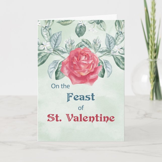 Tarjeta Festiva Festividad Rosa de San Valentín (Anverso)