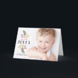 Tarjeta Festiva Festividad seamos Jolly Berries y la foto de la ve<br><div class="desc">¡Seamos alegres! Envíe sus deseos de vacaciones con esta tarjeta de vacaciones fotográficas. Presenta una tipografía moderna con elementos verdes y bayas. Personalice agregando sus propios detalles.</div>