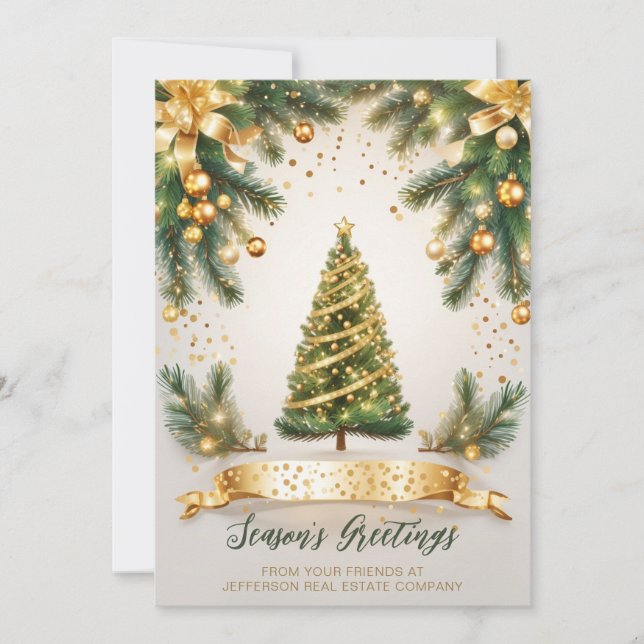 Tarjeta Festiva Festividad Sparkling Christmas Tree Company Busine (Anverso)