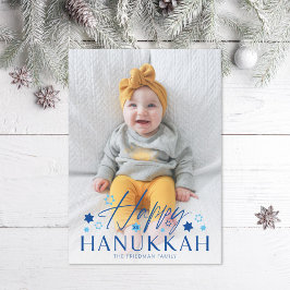 Tarjeta Festiva Festividad Starry Happy Hanukkah Blue Photo