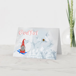 Tarjeta Festiva Festividad Tomte invierno dios de nieve escandinav