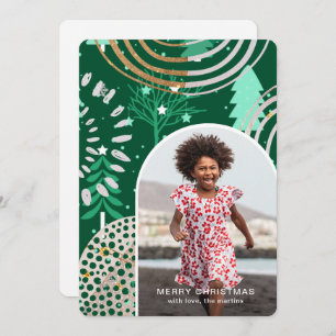 Tarjeta Festiva Festividad verde navideña foto con mensaje