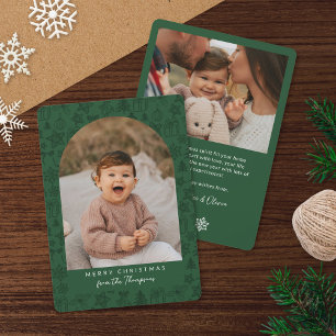Tarjeta Festiva Festividad Verde Oscura Gribería Arch Feliz Navida