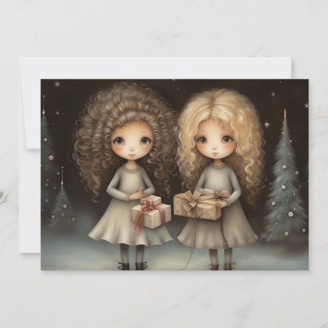 Tarjeta Festiva Festividades alegres: Un mensaje de Navidades sent (Anverso)