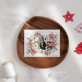 Tarjeta Festiva Festividades clásicas Berries One Photo Holiday Ca