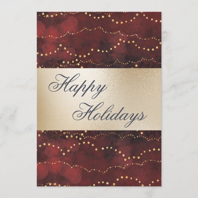 Tarjeta Festiva Festividades de Gold Metallic Red Elegant (Anverso)