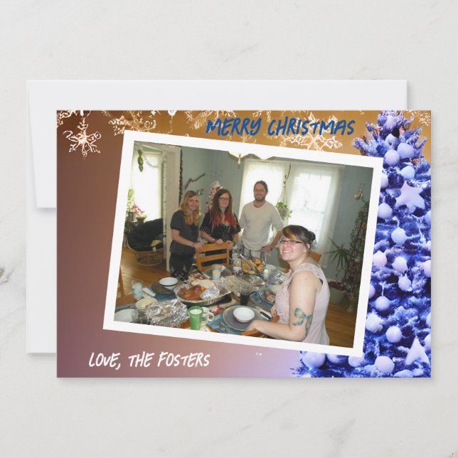 Tarjeta Festiva Festividades de la familia de los copos de nieve y (Anverso)