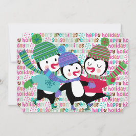 Tarjeta Festiva Festividades de los Navidades de los Pingüinos de