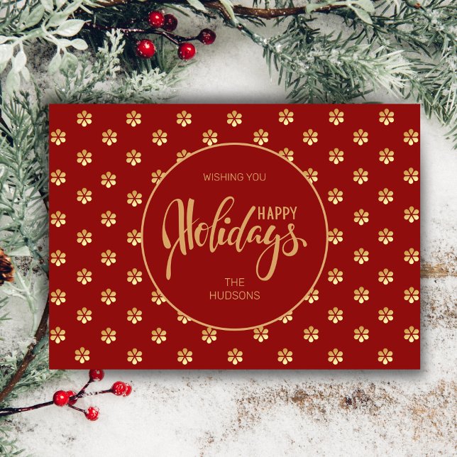 Tarjeta Festiva Festividades de lujo Red & Gold Daisy Navidades Fe (Subido por el creador)