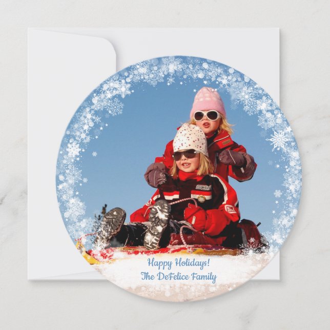 Tarjeta Festiva Festividades de navidades - Fotografía Copos de ni (Anverso)