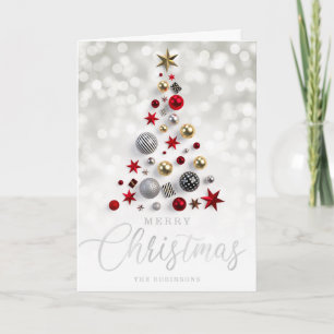 Tarjeta Festiva Festividades de navidades   Guión plateado del árb