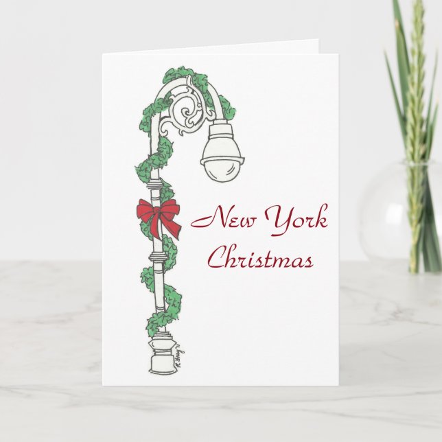 Tarjeta Festiva Festividades de New York NYC Light Streetlight Nav (Anverso)
