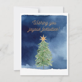 Tarjeta Festiva Festividades de Watercolor Winter Joyous
