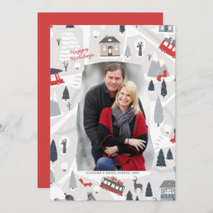 Tarjeta Festiva Festividades en los Navidades de la ciudad