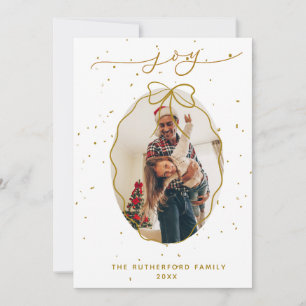 Tarjeta Festiva Festividades Faux-Gold Joyful Photo Navidades