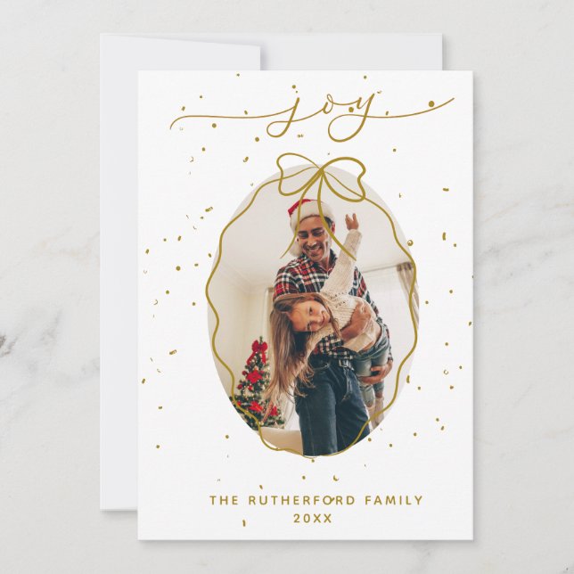 Tarjeta Festiva Festividades Faux-Gold Joyful Photo Navidades (Anverso)