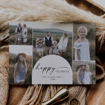 Tarjeta Festiva Festividades felices del Boho Arch Multifoto Moder<br><div class="desc">Esta moderna tarjeta de vacaciones boho arch multi photo happy days es el saludo perfecto y sencillo. El diseño bohemio en blanco y negro presenta una tipografía industrial única con un estilo vintage minimalista. Personalice la parte delantera de la tarjeta con 5 fotos,  su apellido y el año.</div>