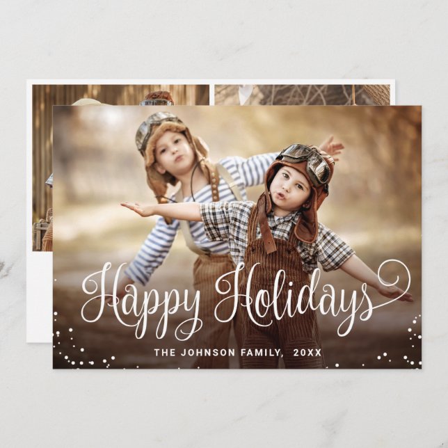 Tarjeta Festiva Festividades Felices Modernas 3 Navidades de FOTOS (Anverso / Reverso)