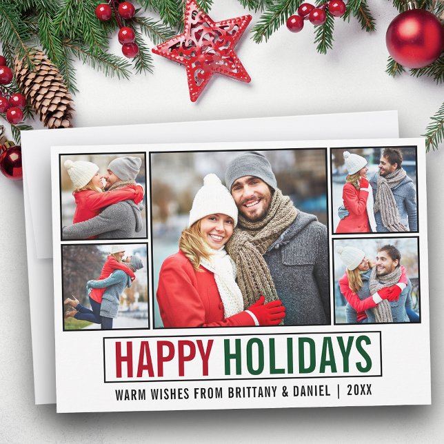 Tarjeta Festiva Festividades Felices Modernas 5 Foto (Customize to add text to back of card.)