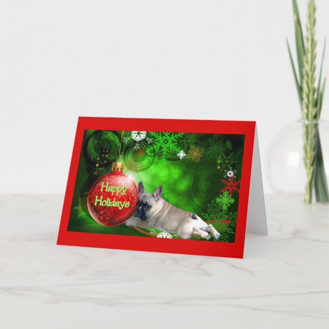 Tarjeta Festiva Festividades felices para los Navidades de Bulldog (Anverso)