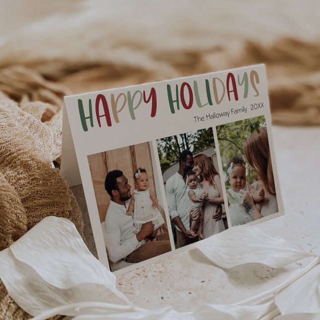 Tarjeta Festiva Festividades Felices Verdes, Tres Fotos (Subido por el creador)