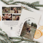 Tarjeta Festiva Festividades más felices del Boho Arch Beige moder<br><div class="desc">Celebre la alegría de la temporada con este moderno boho arco beige vacaciones más felices 5 foto tarjeta de vacaciones. El guión editable único y de moda crea un toque de encanto e individualidad. Su diseño sobrio y elegante en blanco y negro, con un marco clásico de arco bohemio, evoca...</div>