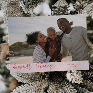 Tarjeta Festiva Festividades más felices guión Navidades rosados f