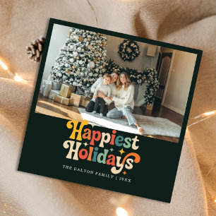 Tarjeta Festiva Festividades más felices retro Foto de Navidades f