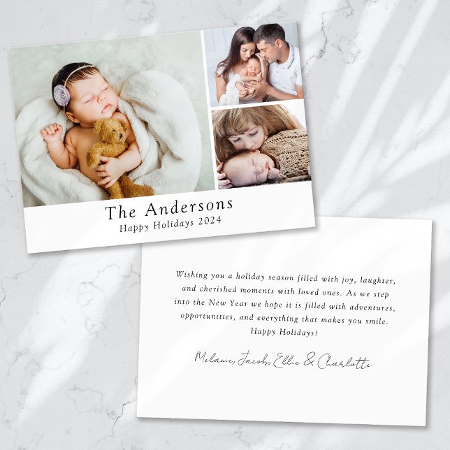 Tarjeta Festiva Festividades minimalistas de 3 fotos (Subido por el creador)